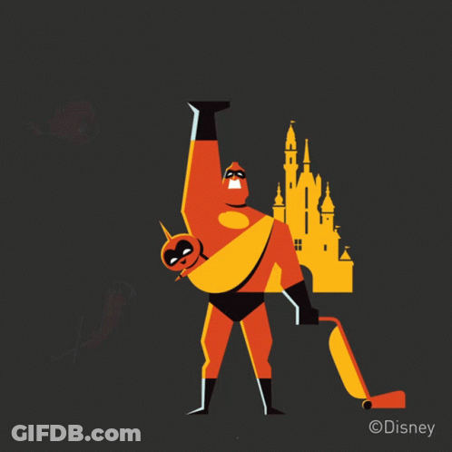 A Poster For Disney 'S Super Dad Showing A Castle GIF
