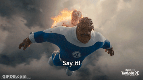 A Poster For Fantastic Four Shows The Thing And Invisible Woman GIF