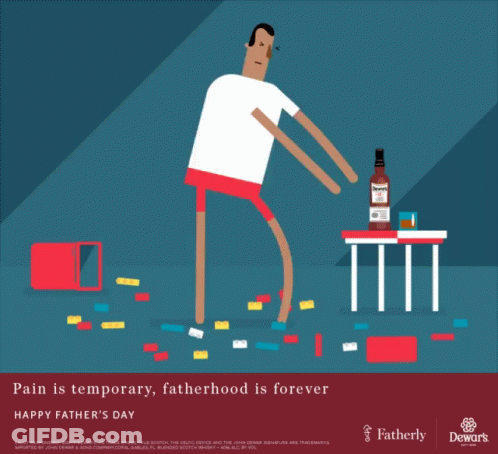 A Poster For Father 'S Day With A Man Playing With Lego GIF