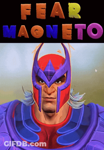 A Poster For Fear Magneto With A Cartoon Character On It GIF