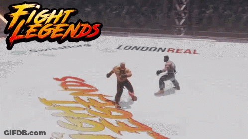 A Poster For Fight Legends Shows Two Men Fighting On A Ring GIF