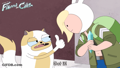 Finna And Cake Poster With Cat And Boy GIF