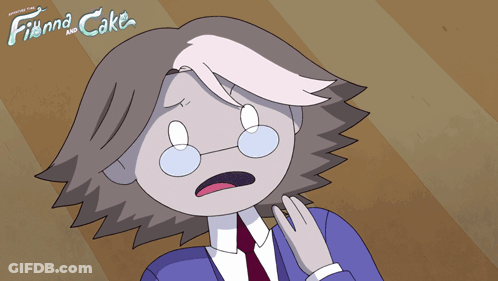 A Poster For Finna And Cake Shows A Man In A Suit GIF