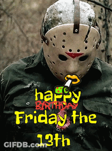 A Poster For Friday The 13Th With Jason Voorhees On It GIF