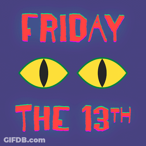 A Poster For Friday The 13Th With Yellow Eyes GIF
