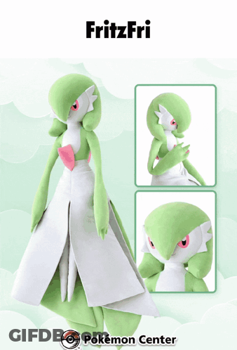 A Poster For Fritzfri Shows A Green And White Stuffed Animal GIF
