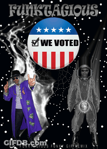 A Poster For Funktacious Funky Gif Remix With A Man In A Space Suit GIF