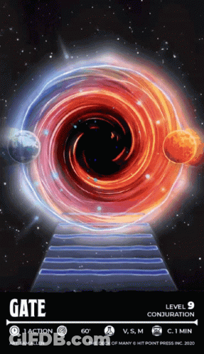 A Poster For Gate Level 9 Conjuration Shows A Black Hole GIF