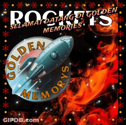 A Poster For Golden Memories Shows A Rocket Flying Through The Air GIF