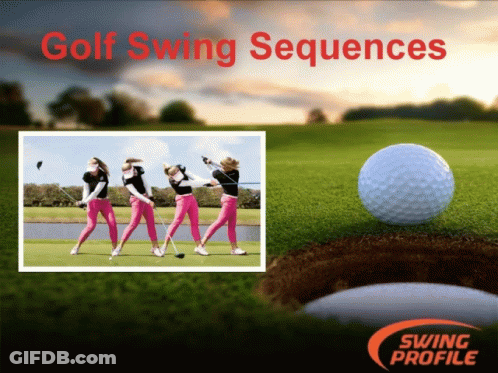 A Poster For Golf Swing Sequences With A Picture Of A Golfer Swinging A Golf Club GIF