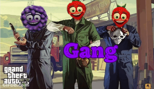 A Poster For Grand Theft Auto 5 Shows A Group Of Cartoon Characters GIF