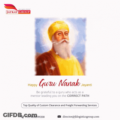 A Poster For Guru Nanak Jayanti With A Man In A Turban GIF