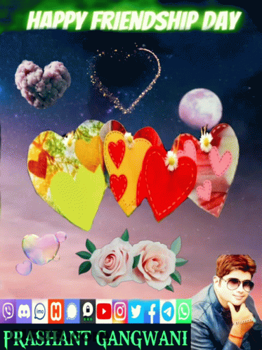A Poster For Happy Friendship Day With Hearts And Roses GIF