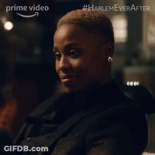 A Poster For Harlem Ever After Shows A Woman Looking Down And Says You Tryna Find Out GIF