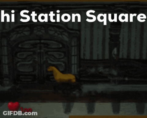A Poster For Hi Station Square With A Horse GIF