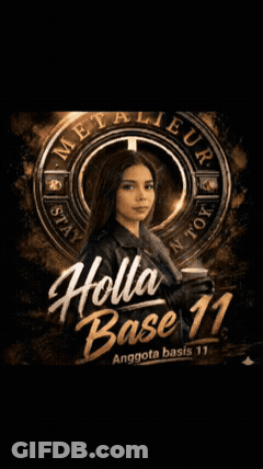 A Poster For Holla Base 11 Features A Woman In A Leather Jacket GIF