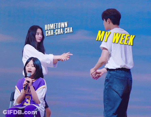 A Poster For Hometown Cha-Cha-Cha Shows A Man And A Woman GIF