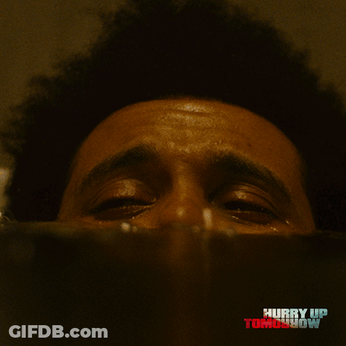 A Poster For Hurry Up Tomorrow Shows A Man In The Water GIF