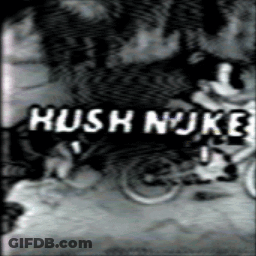 A Poster For Hush Nuke Shows Mickey Mouse On A Motorcycle GIF