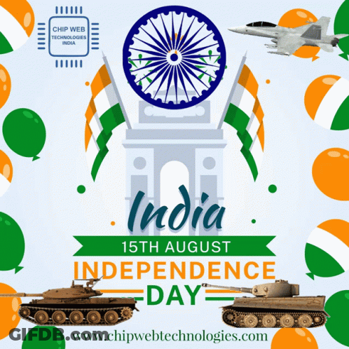 A Poster For India Independence Day Shows A Tank And A Fighter Jet GIF