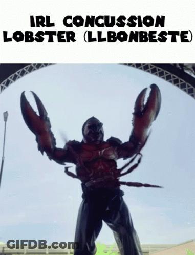 A Poster For Irl Concussion Lobster With A Picture Of A Lobster On It GIF