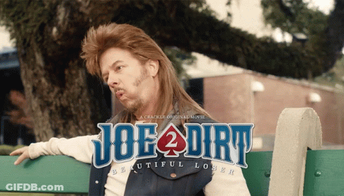 A Poster For Joe Dirt Beautiful Loser Shows A Man In A Mullet GIF