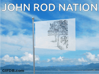 A Poster For John Rod Nation With A Drawing Of A Man GIF
