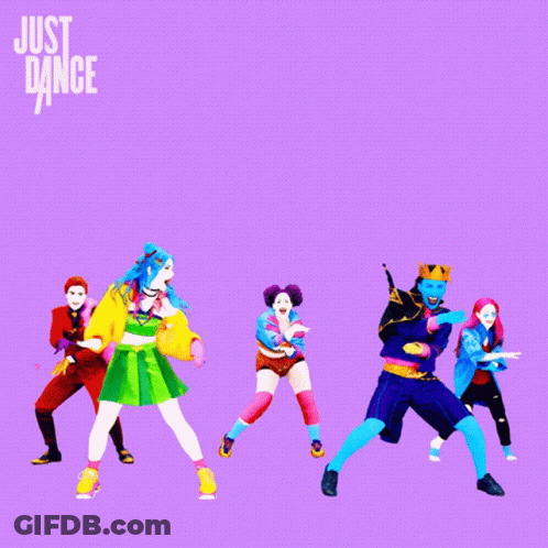 A Poster For Just Dance Teamwork With A Group Of People Dancing GIF