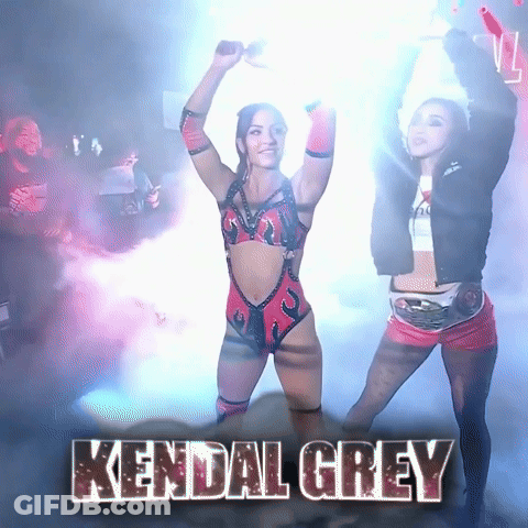 A Poster For Kendal Grey Shows A Couple Of Women GIF