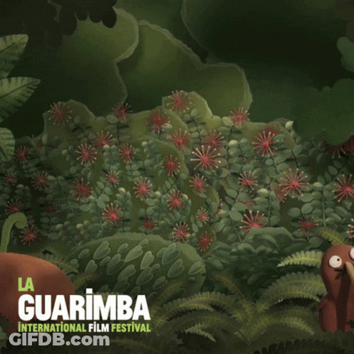 A Poster For La Guarimba International Film Festival Shows A Green Monster GIF