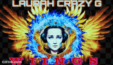 A Poster For Laurah Crazy G Shows A Woman In Headphones GIF