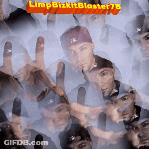 A Poster For Limp Bizkit Blaster 78 Shows A Man Wearing A Baseball Cap GIF