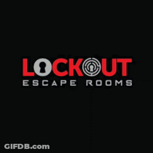A Poster For Lockout Escape Rooms With A Woman GIF