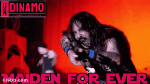 A Poster For Maiden For Ever Shows A Man With Long Hair GIF