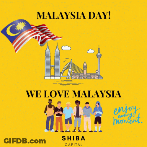 A Poster For Malaysia Day With A Group Of People GIF