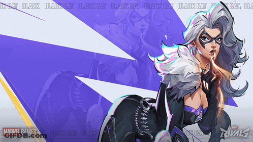 A Poster For Marvel Rivals Shows A Black Cat GIF