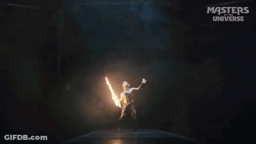 A Poster For Masters Of The Universe Shows A Lightning Strike GIF