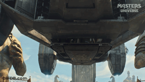 A Poster For Masters Of The Universe Shows A Spaceship GIF