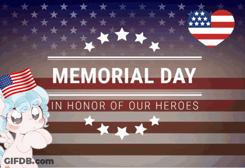 A Poster For Memorial Day With A Pony Wearing An American Flag GIF