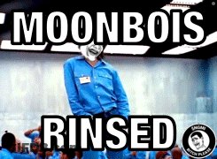 A Poster For Moonboys Rinsed Shows A Man In A Prison Uniform GIF