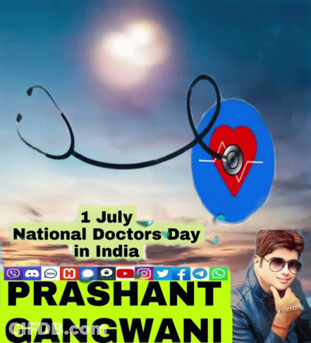 A Poster For National Doctors Day In India With A Stethoscope And A Heart GIF