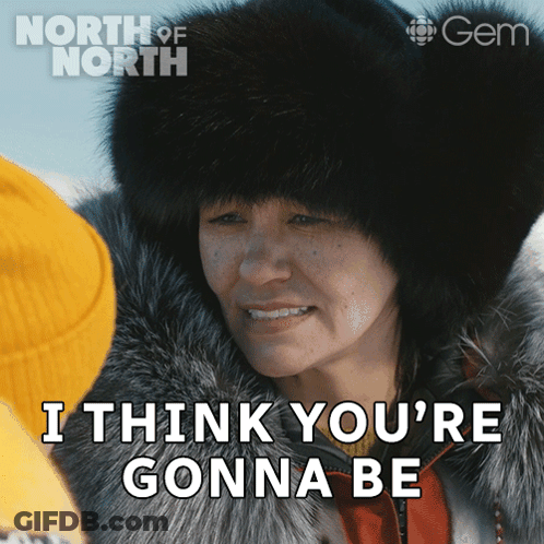 A Poster For North Of North Shows A Woman In A Fur Coat GIF