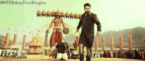 A Poster For Ntrbday Fest Begins With A Man In A Black Kurta GIF