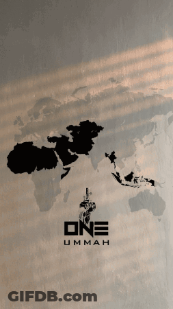 A Poster For One Ummah Shows A Map Of The World GIF
