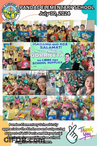 A Poster For Pandac Elementary School Shows A Collage Of Photos GIF