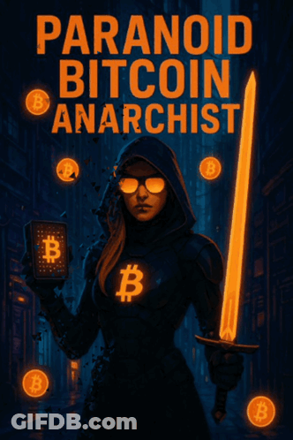 Woman Holding Sword And Book In Bitcoin Poster GIF