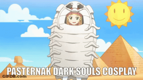 A Poster For Pasternak Dark Souls Cosplay With A Cartoon Girl GIF