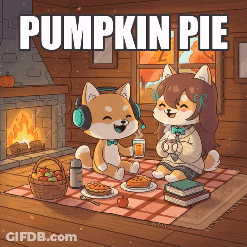 A Poster For Pumpkin Pie Shows A Dog And A Girl GIF