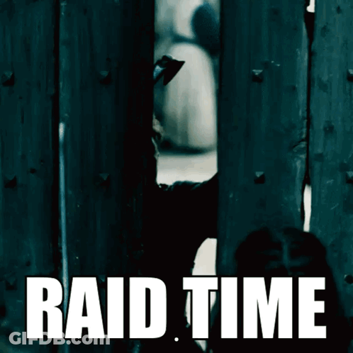 A Poster For Raid Time Shows A Cat Peeking Through A Fence GIF