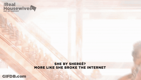 A Poster For Real Housewives With A Woman In A Gold Dress GIF